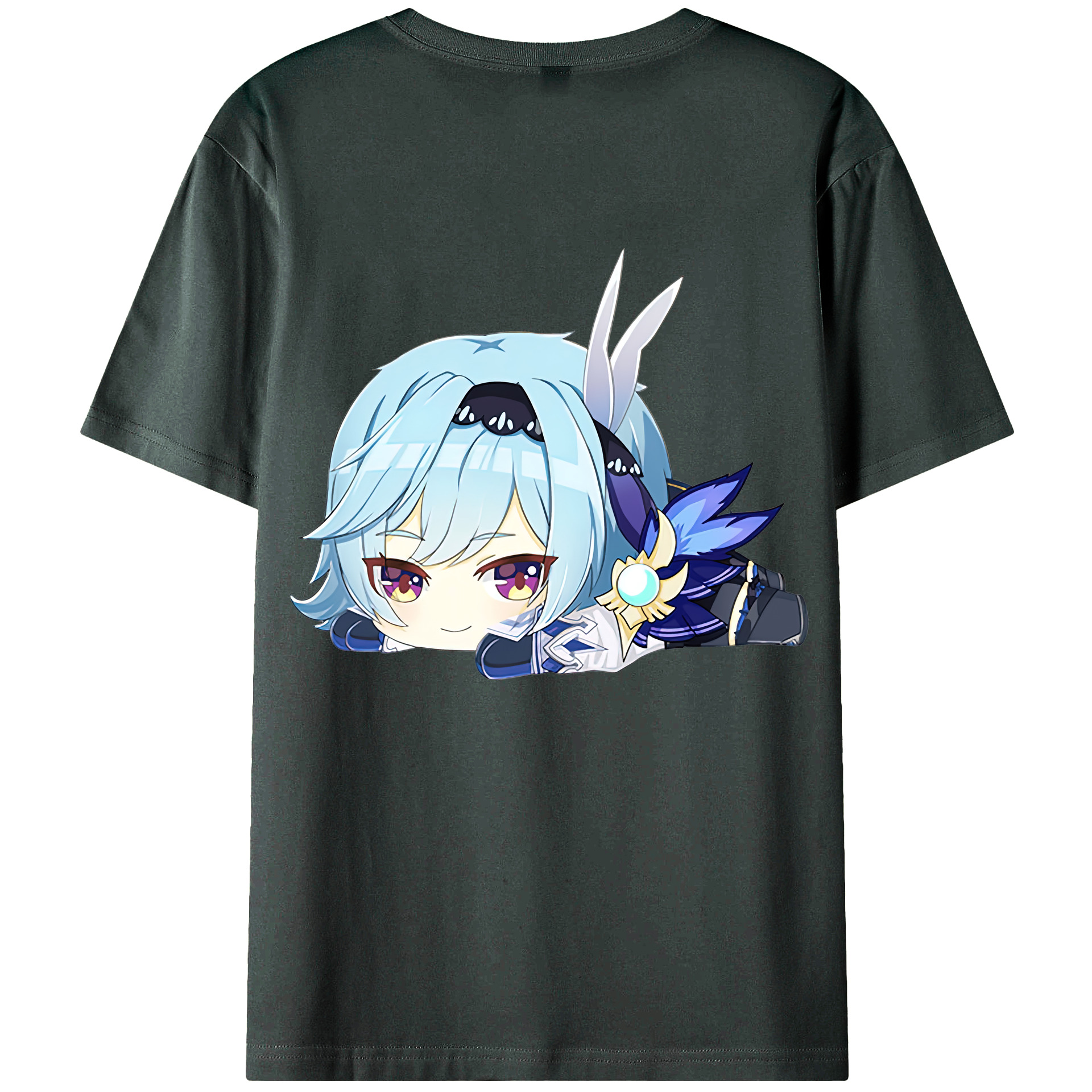 げんし神 优菈 ゆうら genshin Yūra 綿100％ メンズ半袖Tシャツ（バックプリント） 通気性
